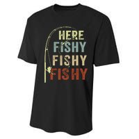 Fishingshirt Herefishy Funny Performance Sprint T-Shirt