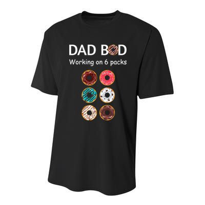 Fun Holiday Funny Donut Dad Bod Working On Six 6 Packs Meaningful Gift Youth Performance Sprint T-Shirt