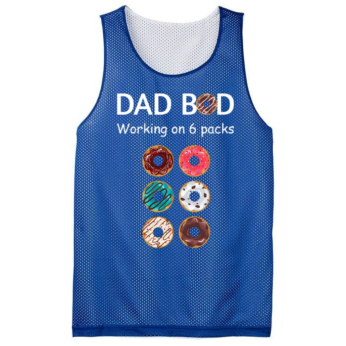 Fun Holiday Funny Donut Dad Bod Working On Six 6 Packs Meaningful Gift Mesh Reversible Basketball Jersey Tank