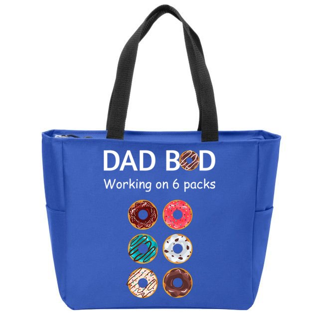 Fun Holiday Funny Donut Dad Bod Working On Six 6 Packs Meaningful Gift Zip Tote Bag