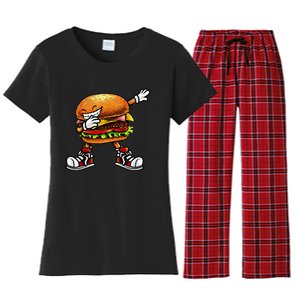 Funny Hamburger For Men Women Cheeseburger Fast Food Women's Flannel Pajama Set