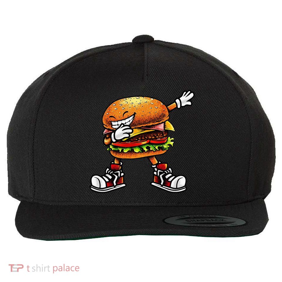 Funny Hamburger For Men Women Cheeseburger Fast Food Wool Snapback Cap
