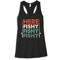 Fish Hunting Fishing Fishrod Fisherman Women's Racerback Tank