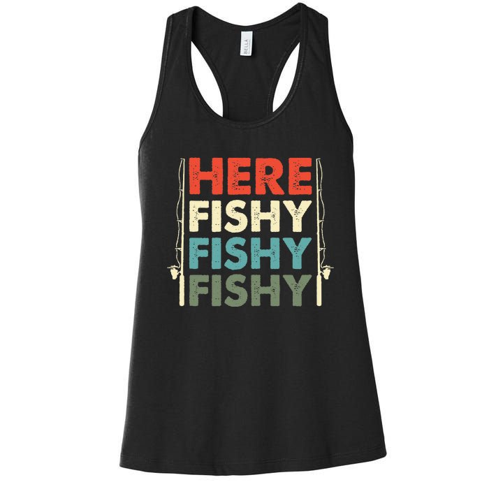 Fish Hunting Fishing Fishrod Fisherman Women's Racerback Tank