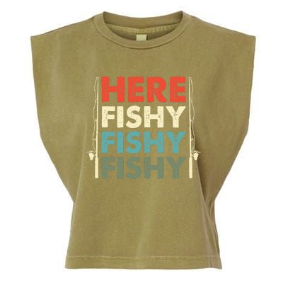 Fish Hunting Fishing Fishrod Fisherman Garment-Dyed Women's Muscle Tee