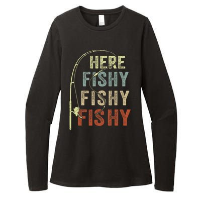 Fishing Here Fishy Funny Womens CVC Long Sleeve Shirt