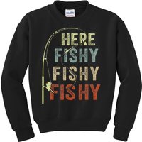 Fishing Here Fishy Funny Kids Sweatshirt