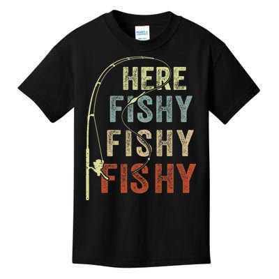 Fishing Here Fishy Funny Kids T-Shirt