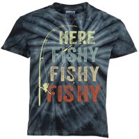 Fishing Here Fishy Funny Kids Tie-Dye T-Shirt