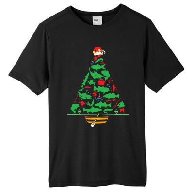 Fun Holiday Fishermans Fishing Christmas Tree Tall Fusion ChromaSoft Performance T-Shirt