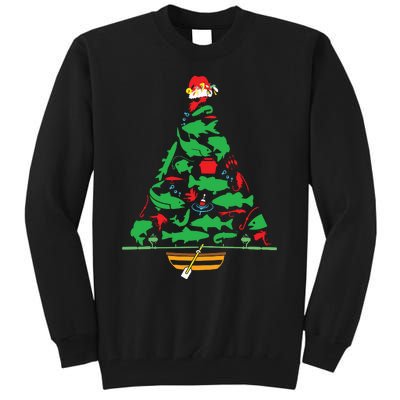 Fun Holiday Fishermans Fishing Christmas Tree Tall Sweatshirt