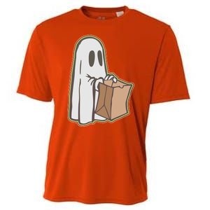 Funny Halloween Ghost with Candy Bag Cooling Performance Crew T-Shirt