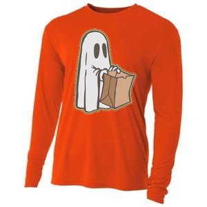 Funny Halloween Ghost with Candy Bag Cooling Performance Long Sleeve Crew