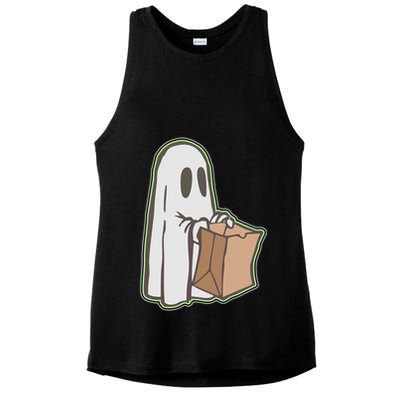 Funny Halloween Ghost with Candy Bag Ladies PosiCharge Tri-Blend Wicking Tank