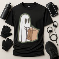 Funny Halloween Ghost with Candy Bag Cooling Performance Crew T-Shirt