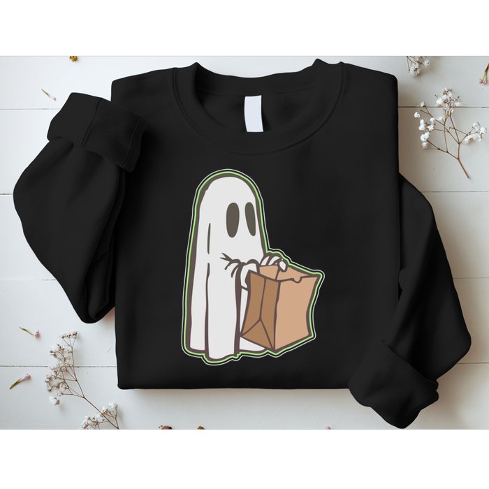 Funny Halloween Ghost with Candy Bag Sweatshirt