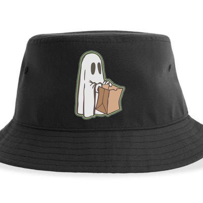 Funny Halloween Ghost with Candy Bag Sustainable Bucket Hat
