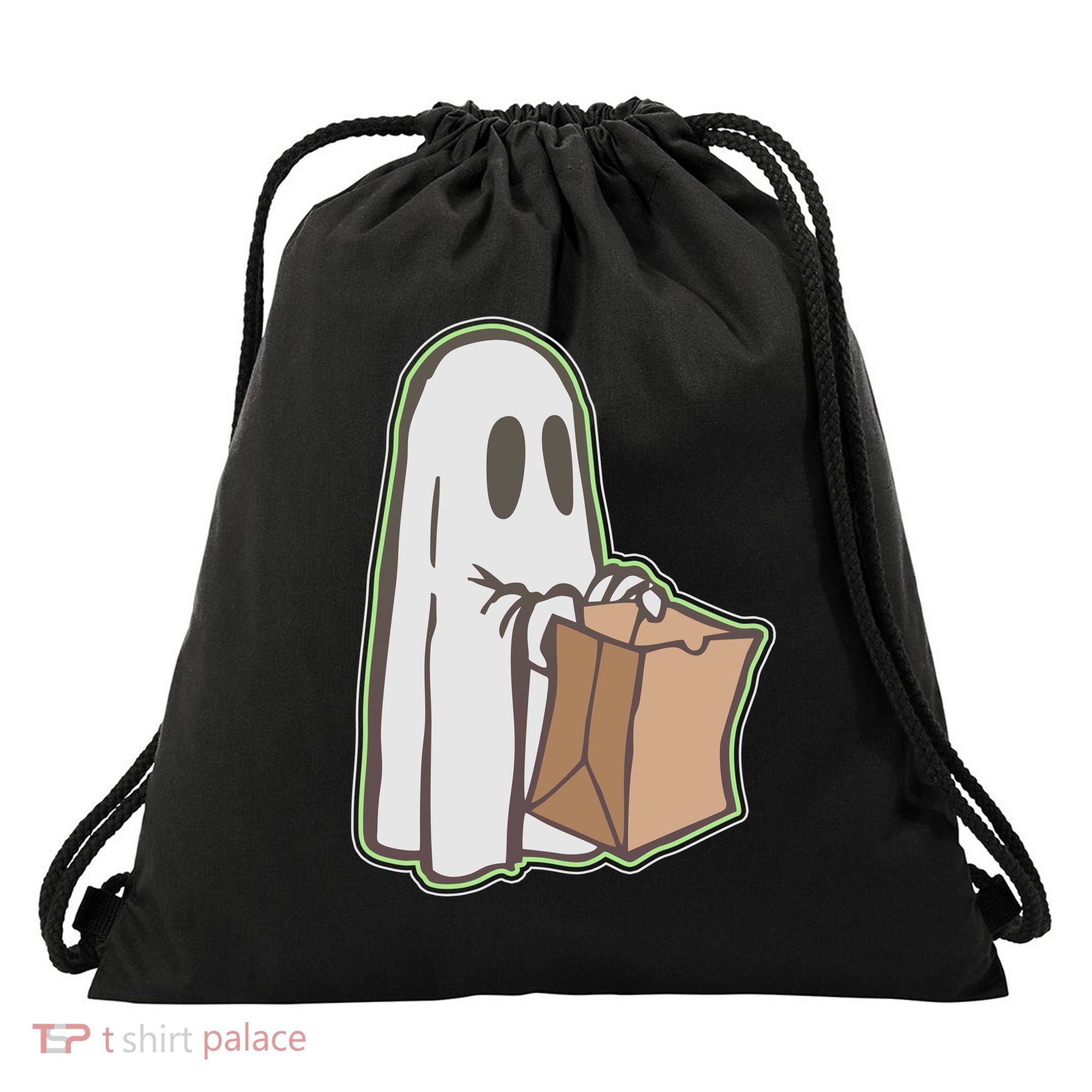 Funny Halloween Ghost with Candy Bag Drawstring Bag