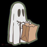 Funny Halloween Ghost with Candy Bag Drawstring Bag
