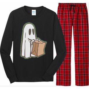 Funny Halloween Ghost with Candy Bag Long Sleeve Pajama Set