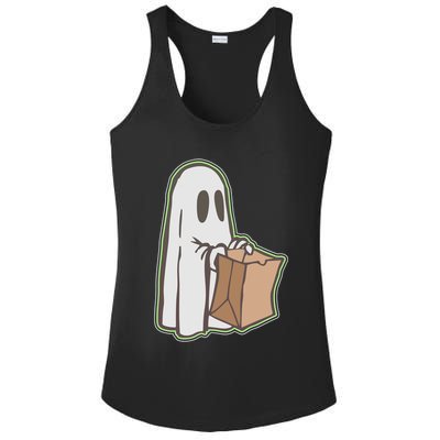 Funny Halloween Ghost with Candy Bag Ladies PosiCharge Competitor Racerback Tank
