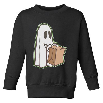 Funny Halloween Ghost with Candy Bag Toddler Sweatshirt
