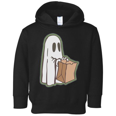 Funny Halloween Ghost with Candy Bag Toddler Hoodie