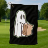Funny Halloween Ghost with Candy Bag Golf Towel