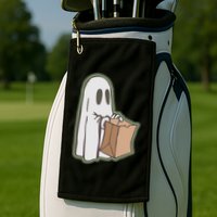 Funny Halloween Ghost with Candy Bag Golf Towel