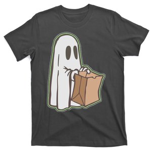 Funny Halloween Ghost with Candy Bag T-Shirt