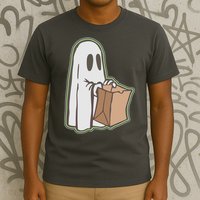 Funny Halloween Ghost with Candy Bag T-Shirt
