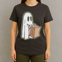Funny Halloween Ghost with Candy Bag T-Shirt