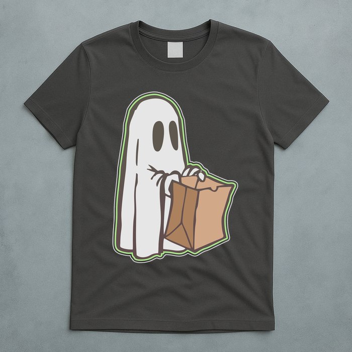 Funny Halloween Ghost with Candy Bag T-Shirt