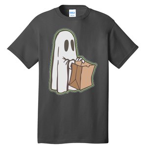 Funny Halloween Ghost with Candy Bag Tall T-Shirt