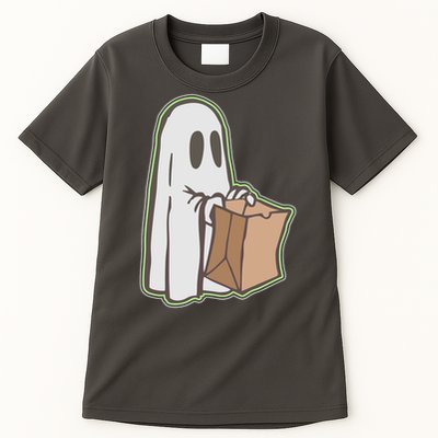 Funny Halloween Ghost with Candy Bag Tall T-Shirt