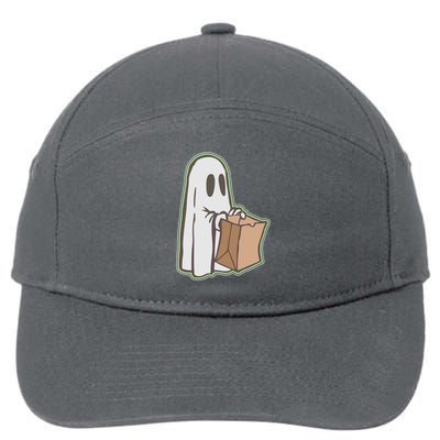 Funny Halloween Ghost with Candy Bag 7-Panel Snapback Hat