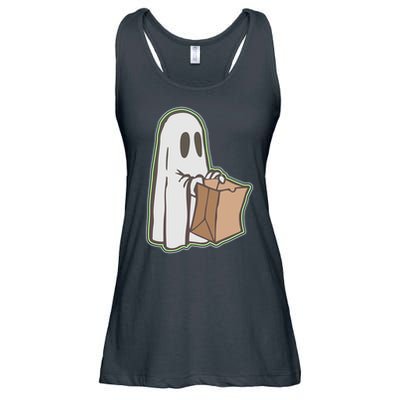 Funny Halloween Ghost with Candy Bag Ladies Essential Flowy Tank