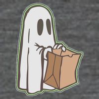 Funny Halloween Ghost with Candy Bag Flatbill Hat