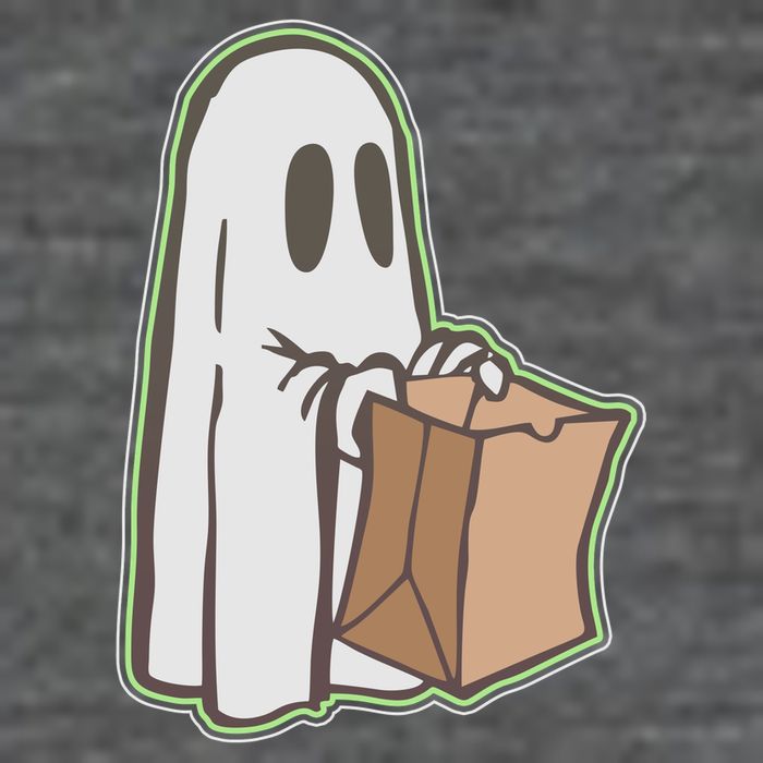 Funny Halloween Ghost with Candy Bag Flatbill Hat