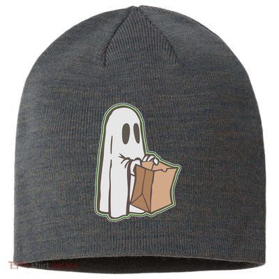 Funny Halloween Ghost with Candy Bag Sustainable Beanie