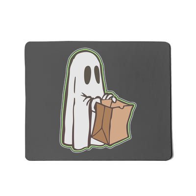 Funny Halloween Ghost with Candy Bag Mousepad