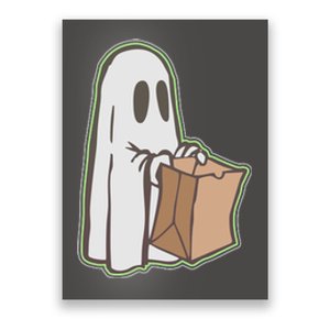 Funny Halloween Ghost with Candy Bag Poster