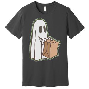 Funny Halloween Ghost with Candy Bag Premium T-Shirt