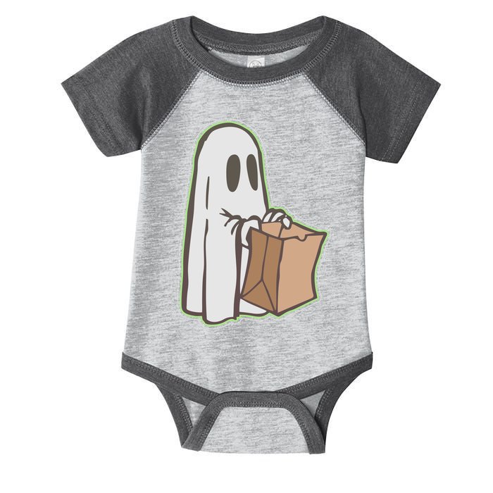 Funny Halloween Ghost with Candy Bag Infant Baby Jersey Bodysuit