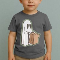 Funny Halloween Ghost with Candy Bag Toddler T-Shirt