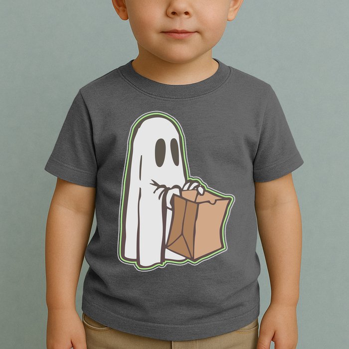 Funny Halloween Ghost with Candy Bag Toddler T-Shirt