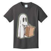 Funny Halloween Ghost with Candy Bag Kids T-Shirt