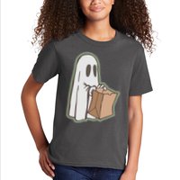 Funny Halloween Ghost with Candy Bag Kids T-Shirt