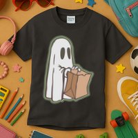 Funny Halloween Ghost with Candy Bag Kids T-Shirt