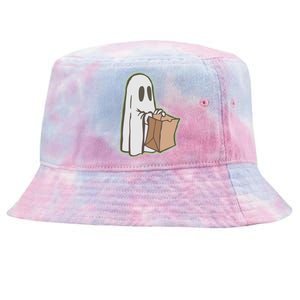 Funny Halloween Ghost with Candy Bag Tie-Dyed Bucket Hat